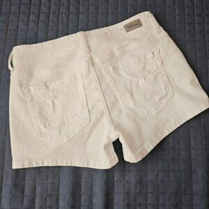 BKE Stella Mid-Rise White Distressed Denim Shorts size 26